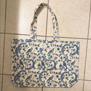 Sézane x Antoinette Poisson Floral Blue and Cream Tote Bag NEW